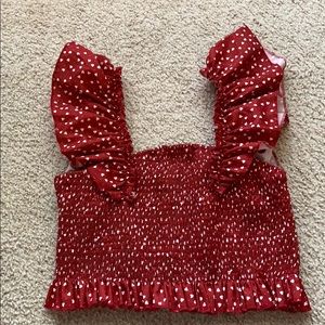 Hearts Butterfly Sleeve Crop Top Women’s Size XS